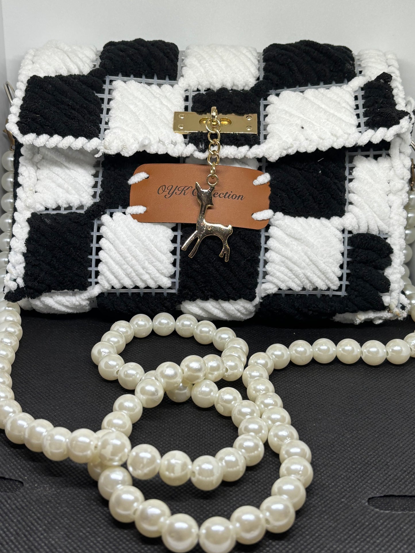OYK Collection SOFT BLACK AND WHITE knitted bag